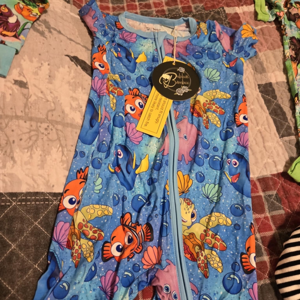 BAMBOO Kids One Piece - Blue with Colorful Fish